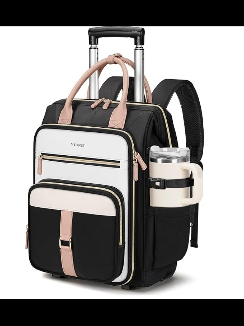 Ytonet Rolling Backpack for Women,15.6 Inch Travel Backpack with Wheels